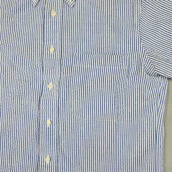 Gitman Bros Seersucker Shirt Mens M Button Down Short Sleeve Business Striped - Picture 3 of 14